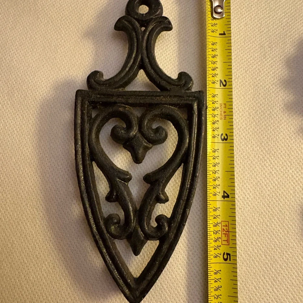 Vintage Black Cast Iron Trivet Set